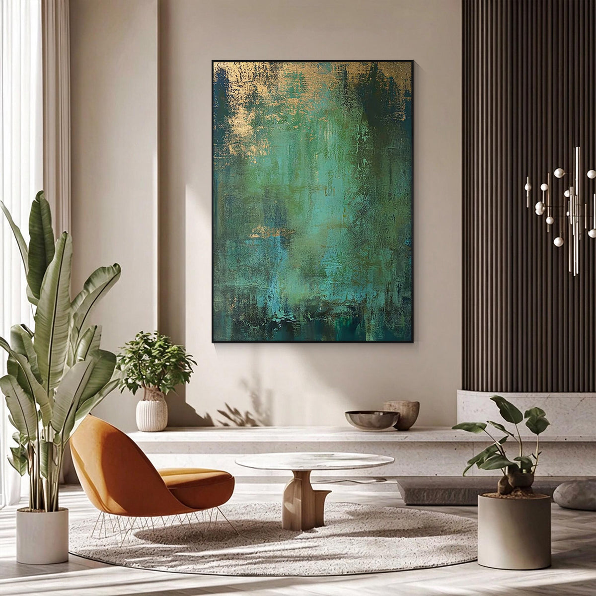 Emerald Green Abstract Textured Painting-WS001