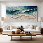 Abstract Coastal Ocean Waves Textured Canvas Wall Art