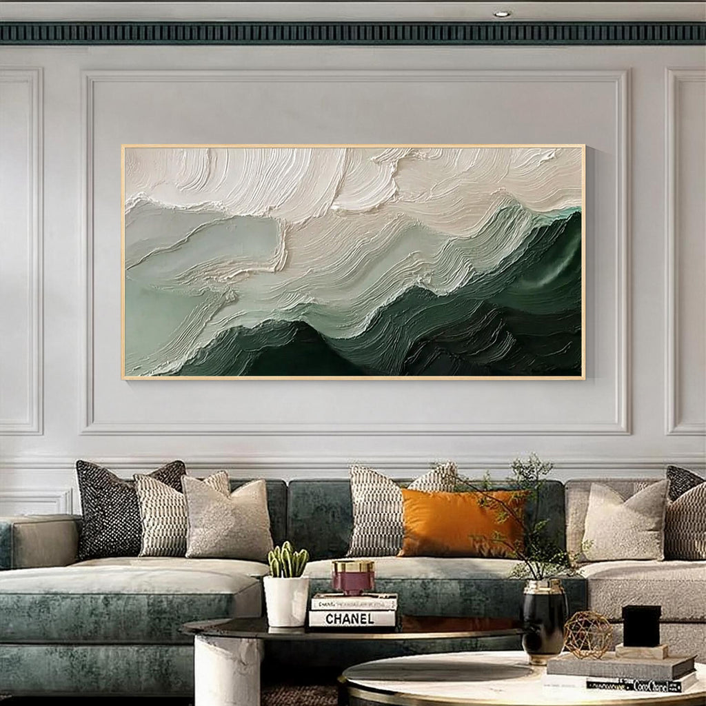Green Textured Abstract Canvas Wall Art