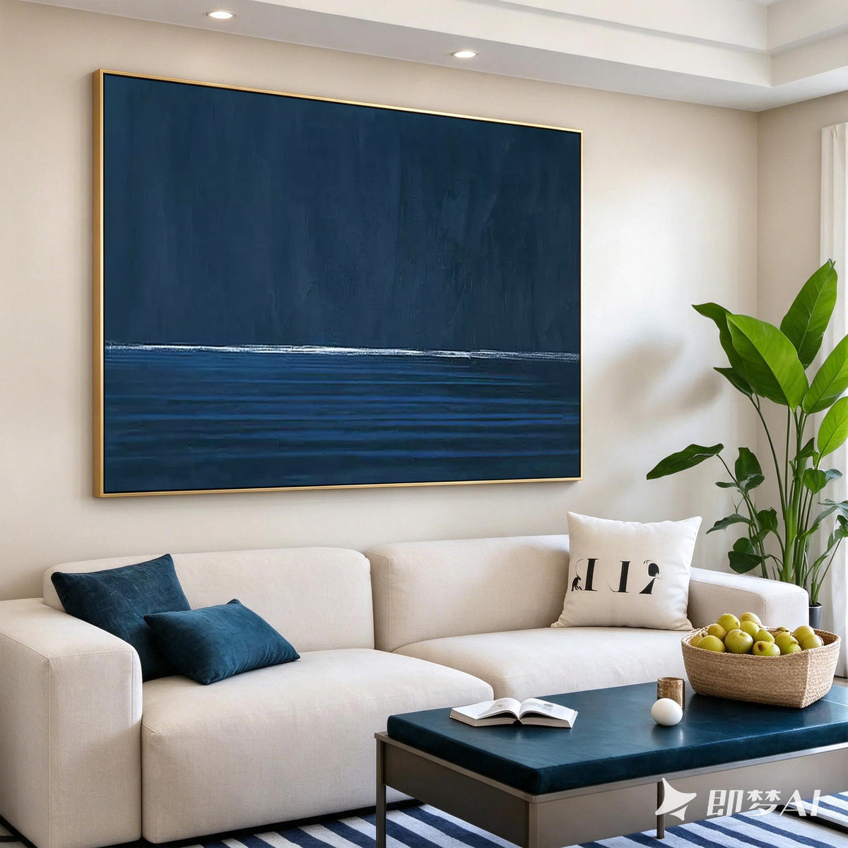 Deep Blue Abstract Ocean Oil Painting