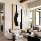 Modern Black Beige Abstract Geometric Wall Art