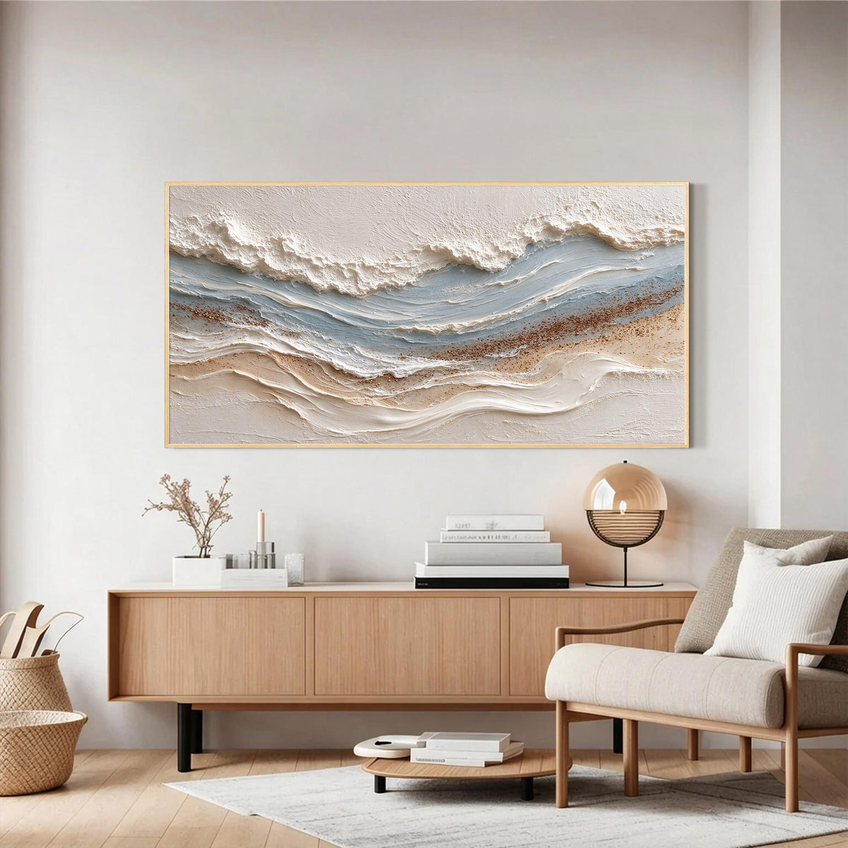 White Abstract Textured Canvas Wall Art