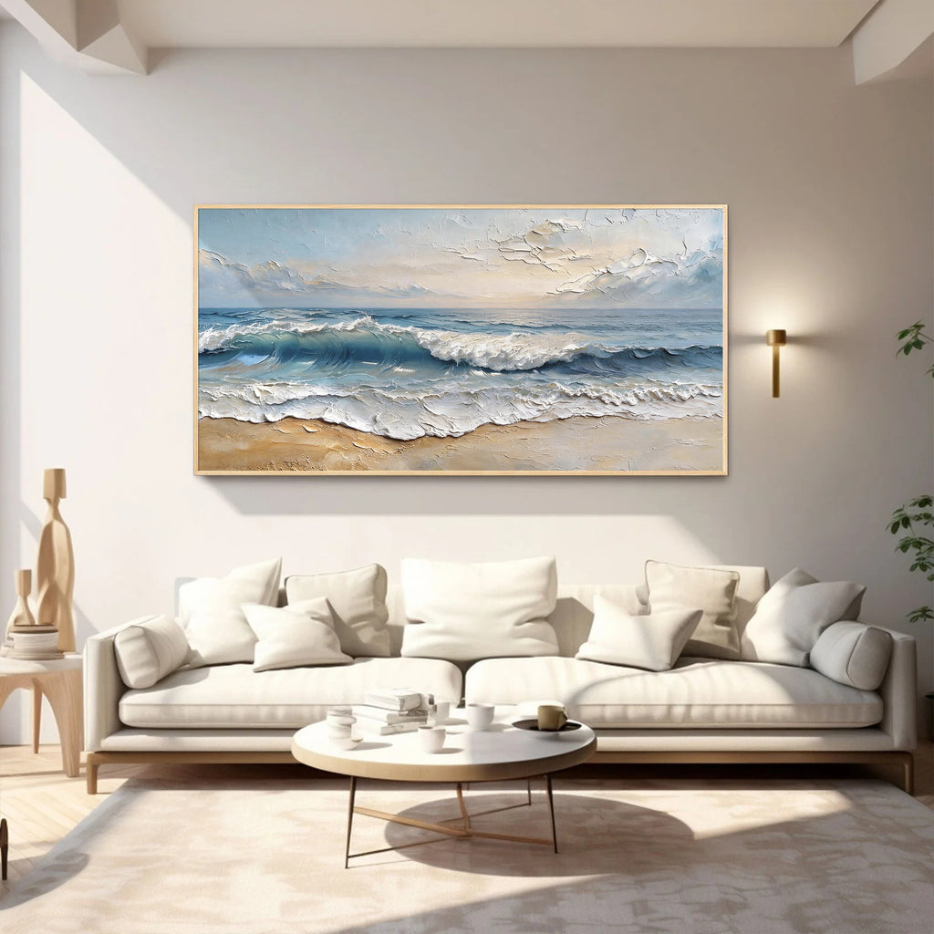 Coastal Serenity Ocean Wave Textured Canvas Wall Art