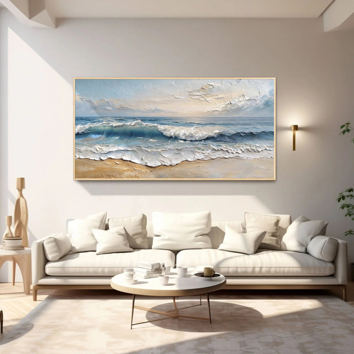 Coastal Serenity Ocean Wave Textured Canvas Wall Art