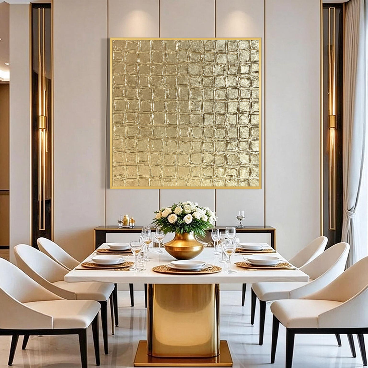 Gold Textured Abstract Wall Art