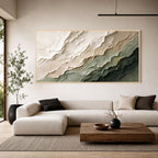 Modern Abstract Green and Beige Textured Canvas Wall Art