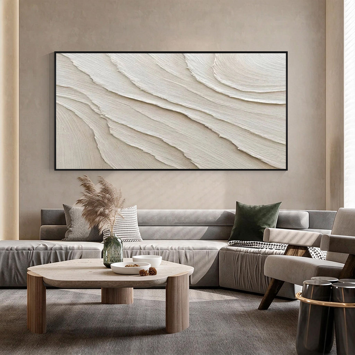 Ivory White Abstract Wall Art-WS002