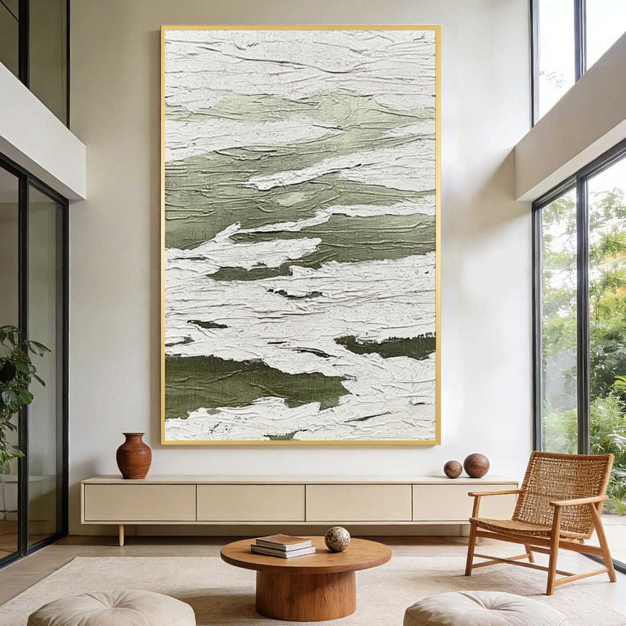 Modern Abstract Green Textured Wall Art