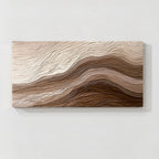 3D textured abstract wall art with layered beige and brown tones, modern relief canvas artwork for minimalist home decor