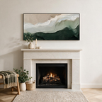 Green and White Textured Abstract Wall Art