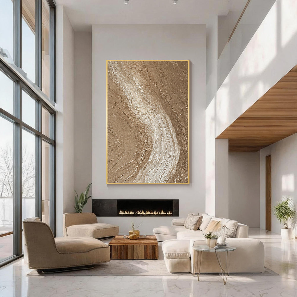 Neutral Textured Abstract Wall Art #006
