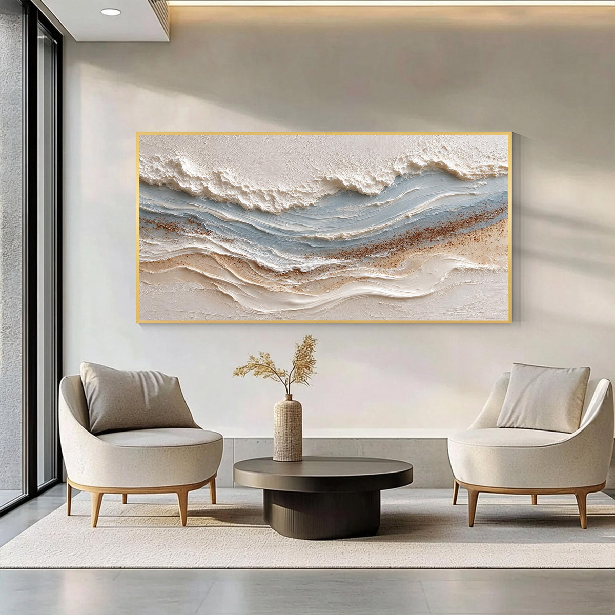 White Abstract Textured Canvas Wall Art
