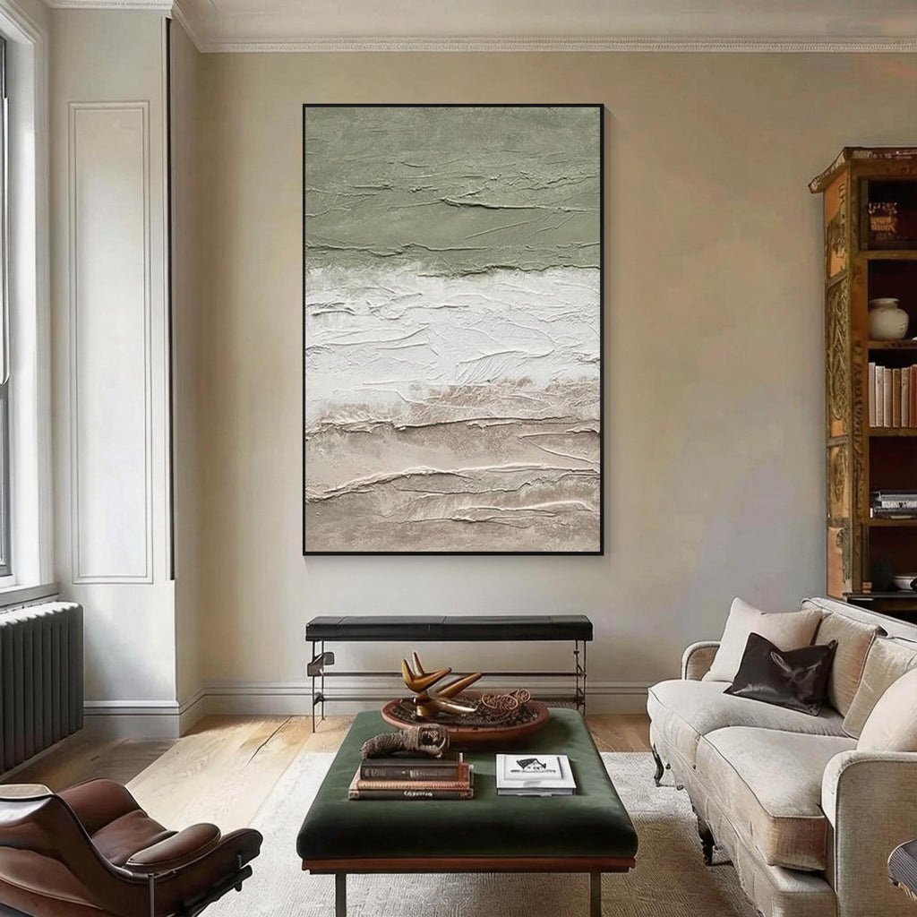 Sage Green Textured Abstract Wall Art