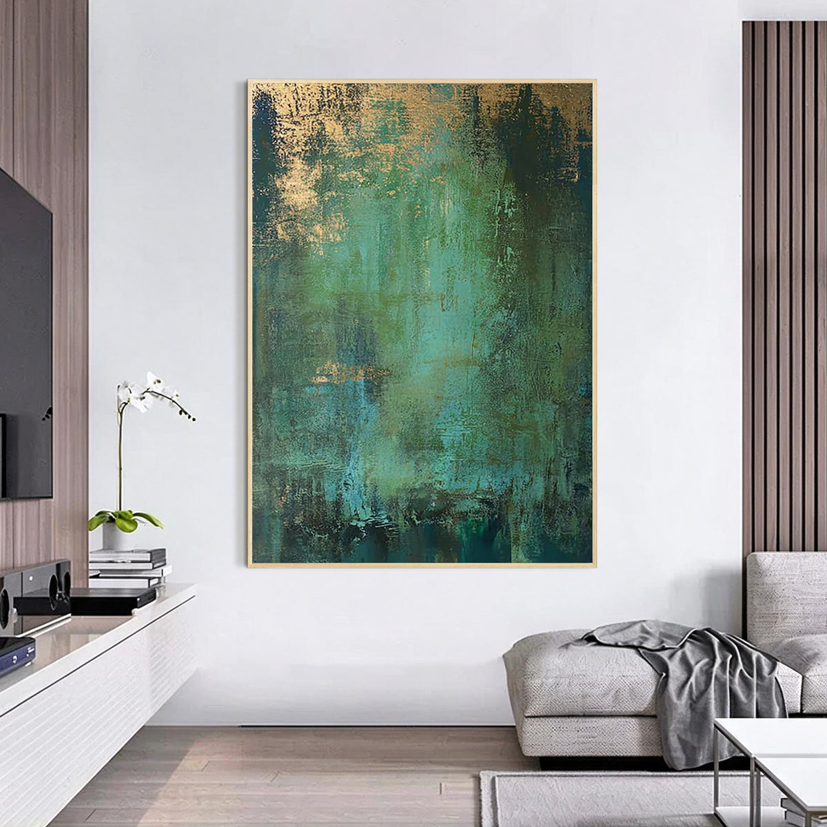 Emerald Green Abstract Textured Painting-WS001