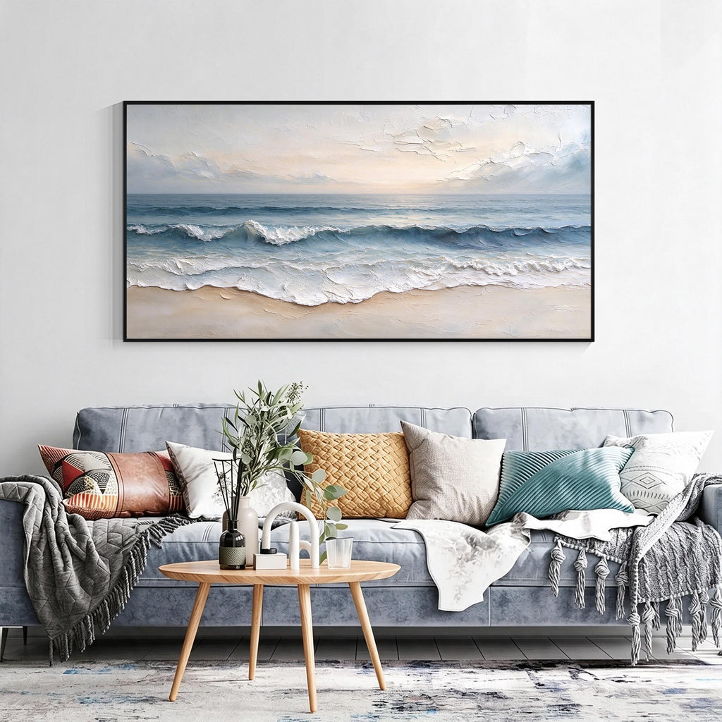 Ocean Waves Textured Canvas Wall Art