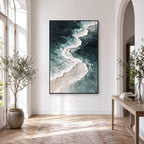 Dark Green Abstract Fluid Textured Canvas Wall Art