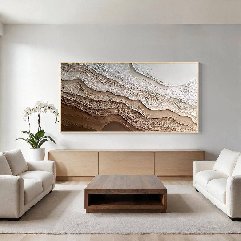 Neutral Brown and Cream Textured Abstract Wall Art