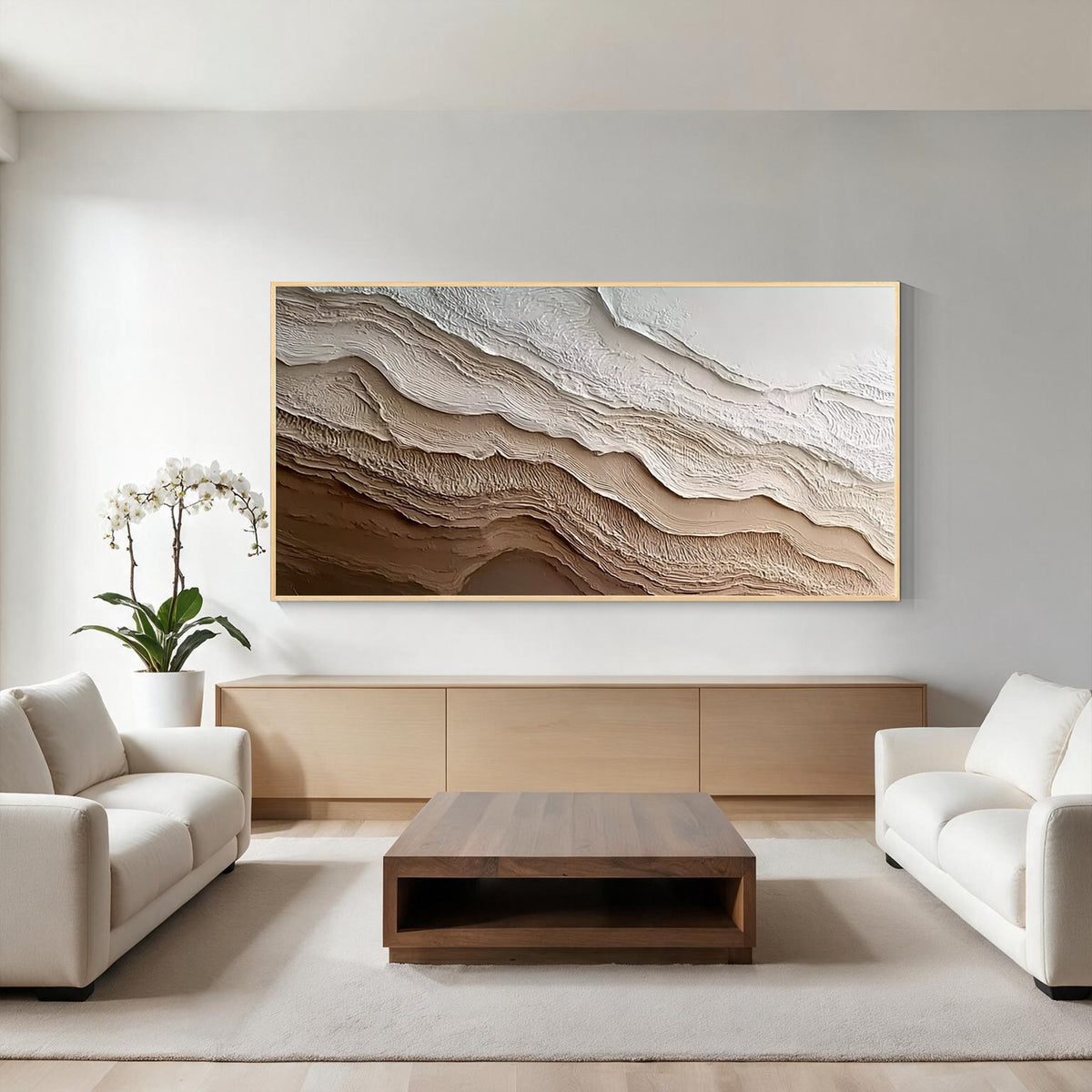 Neutral Brown and Cream Textured Abstract Wall Art