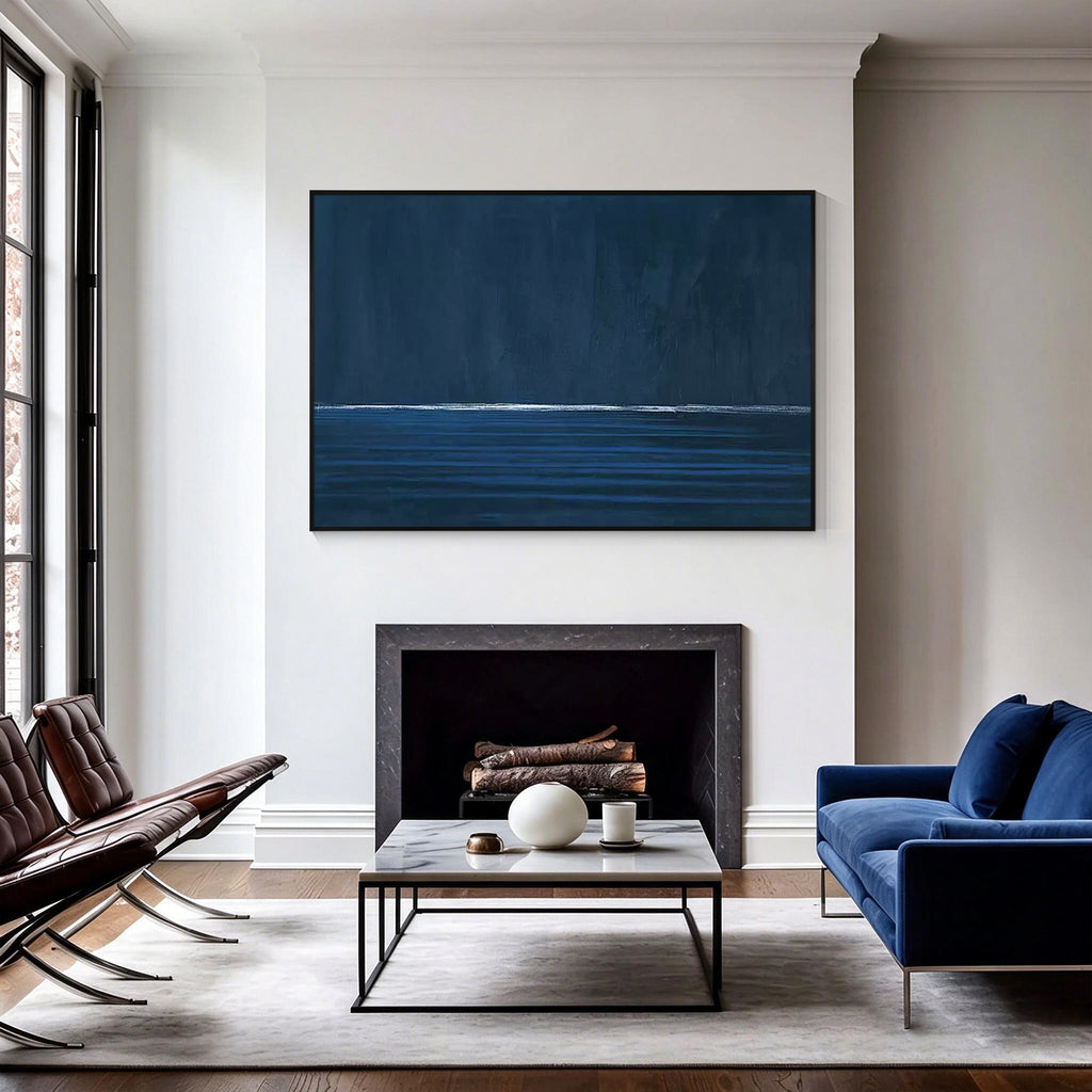 Deep Blue Abstract Ocean Oil Painting