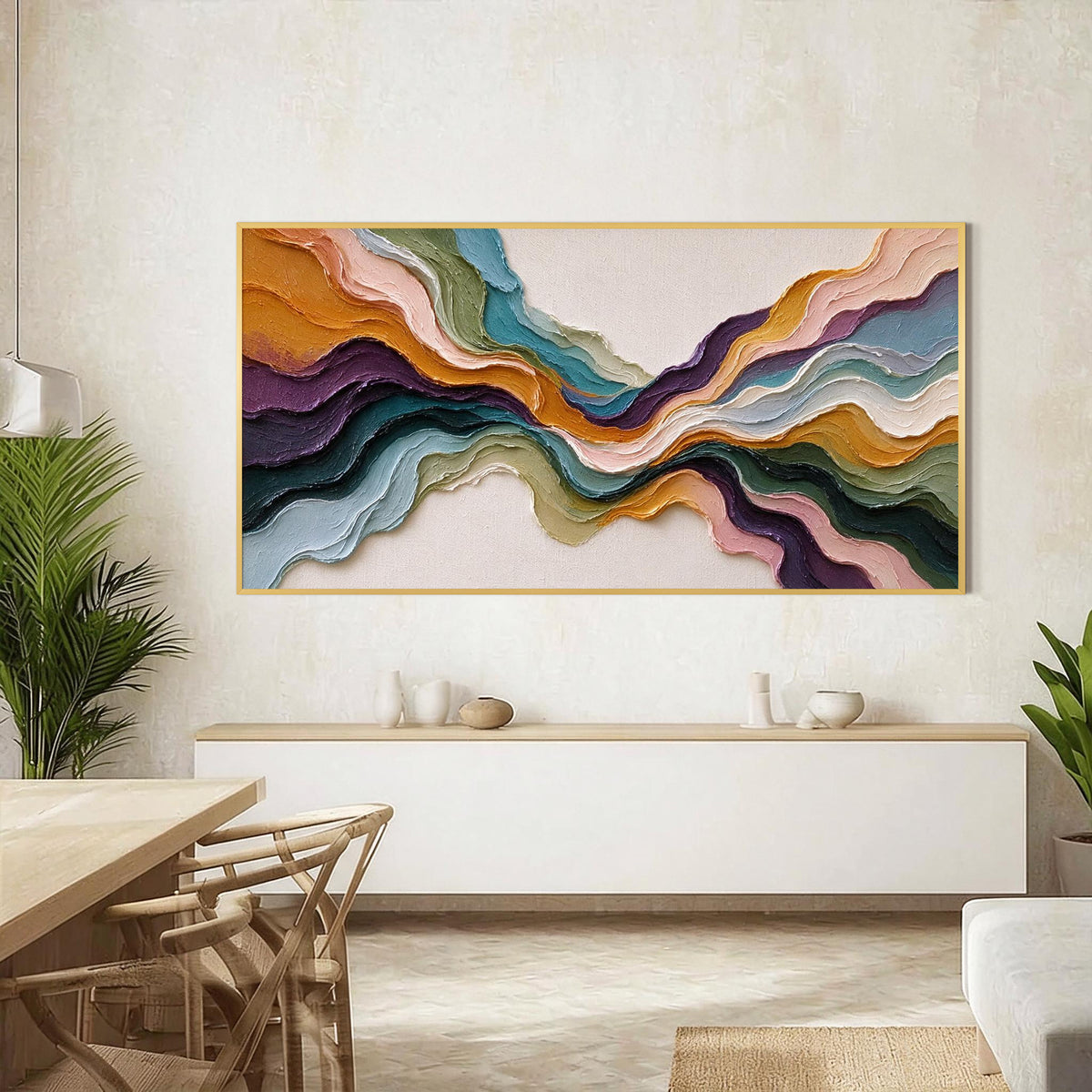 Colorful Abstract Textured Wave Painting-CF001