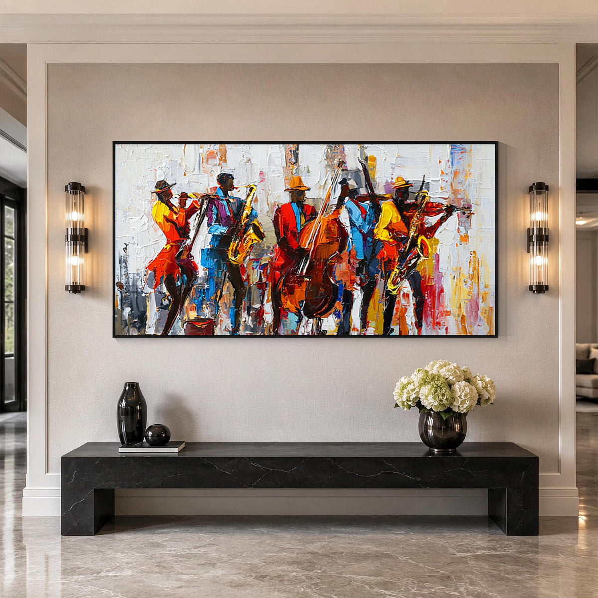Abstract Jazz Band Textured Canvas Wall Art