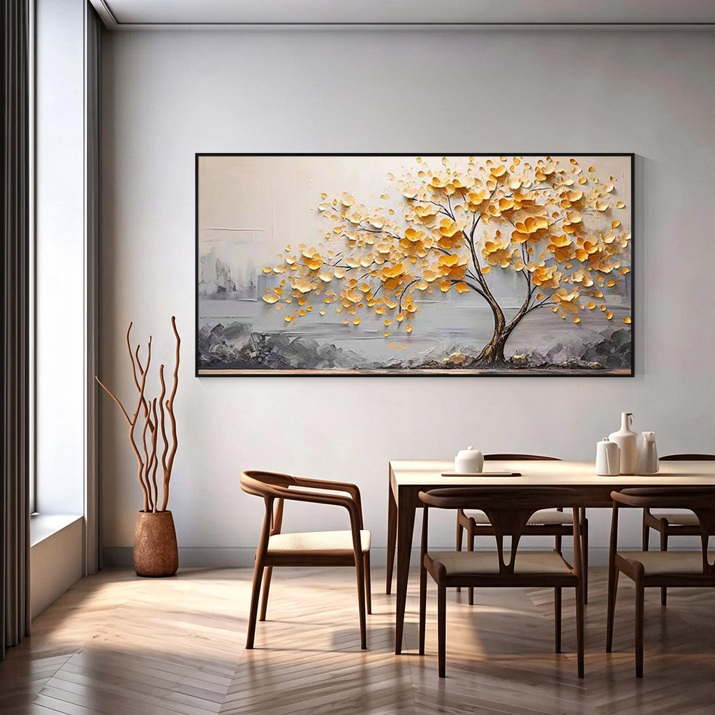 Golden Tree Textured Landscape Painting-FW010