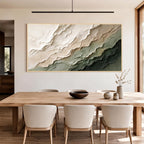 Modern Abstract Green and Beige Textured Canvas Wall Art