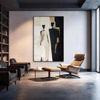Black and Beige Abstract Figurative Canvas Wall Art