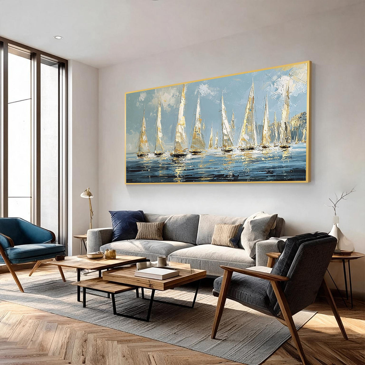 Sailing Boats Seascape Canvas Wall Art