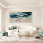 Abstract Coastal Ocean Waves Textured Canvas Wall Art
