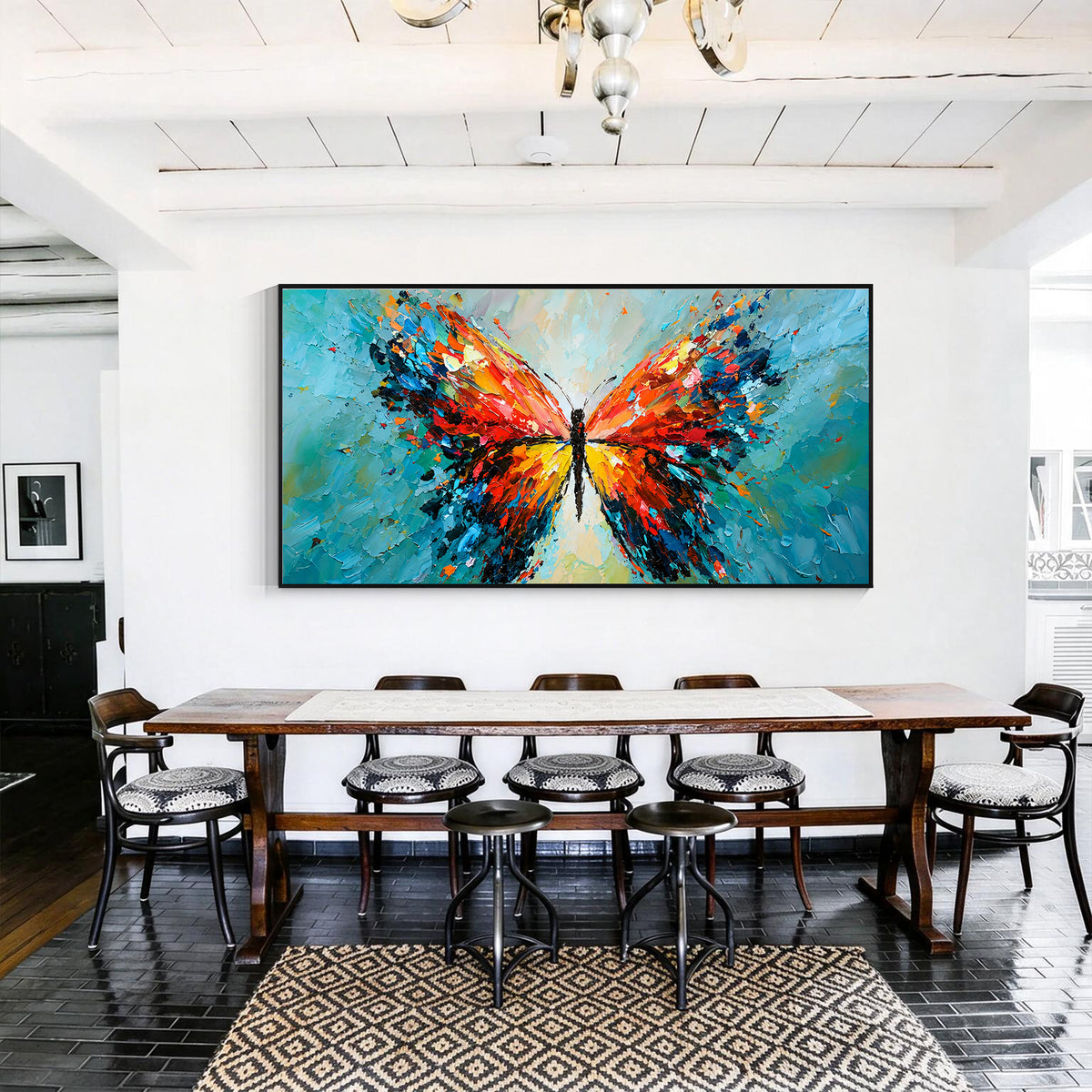Vibrant Butterfly Abstract Oil Painting
