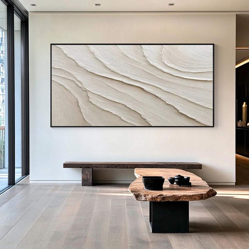 Ivory White Abstract Wall Art-WS002
