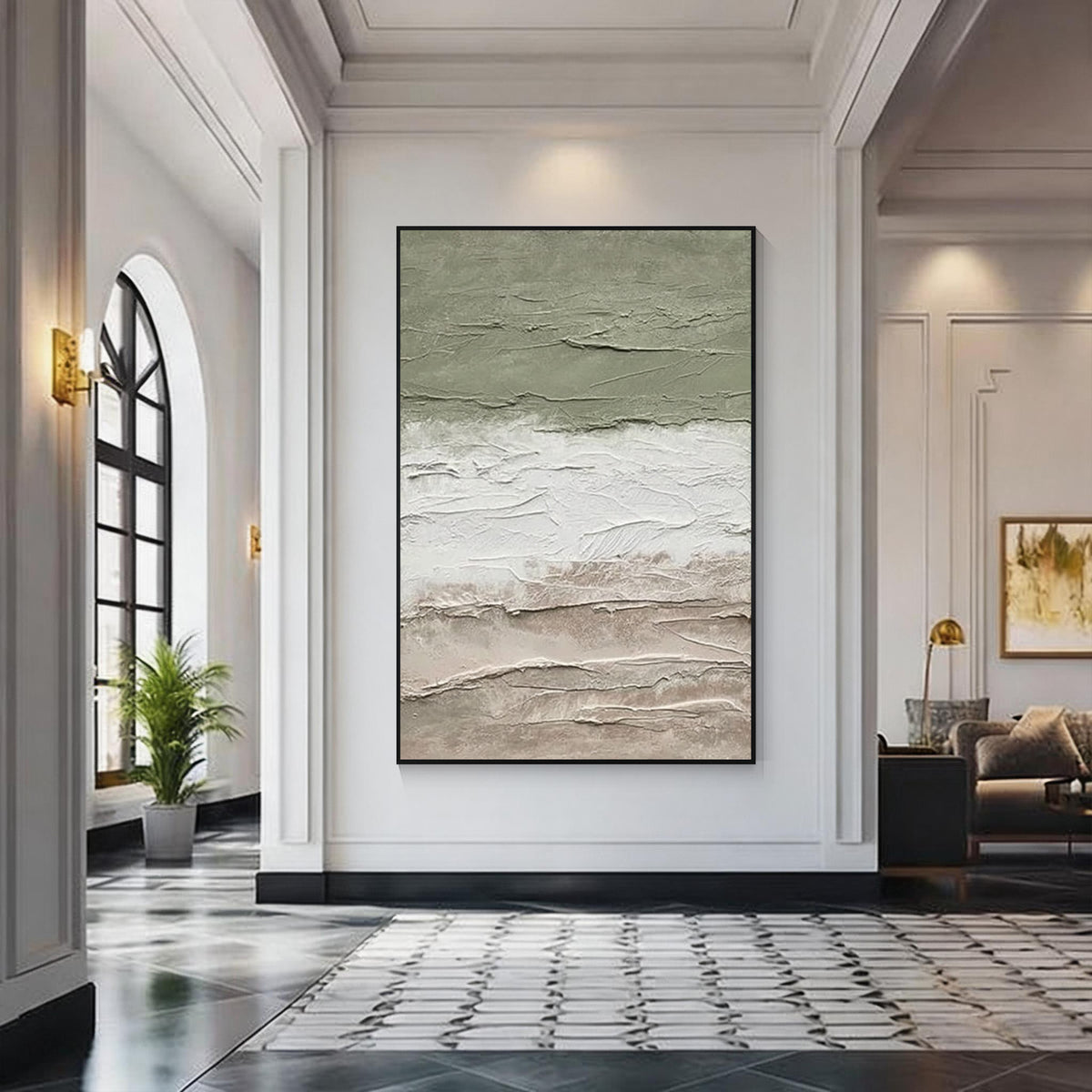 Sage Green Textured Abstract Wall Art