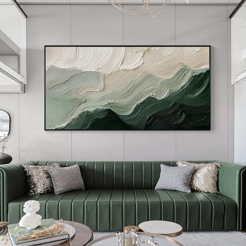 Green Textured Abstract Canvas Wall Art