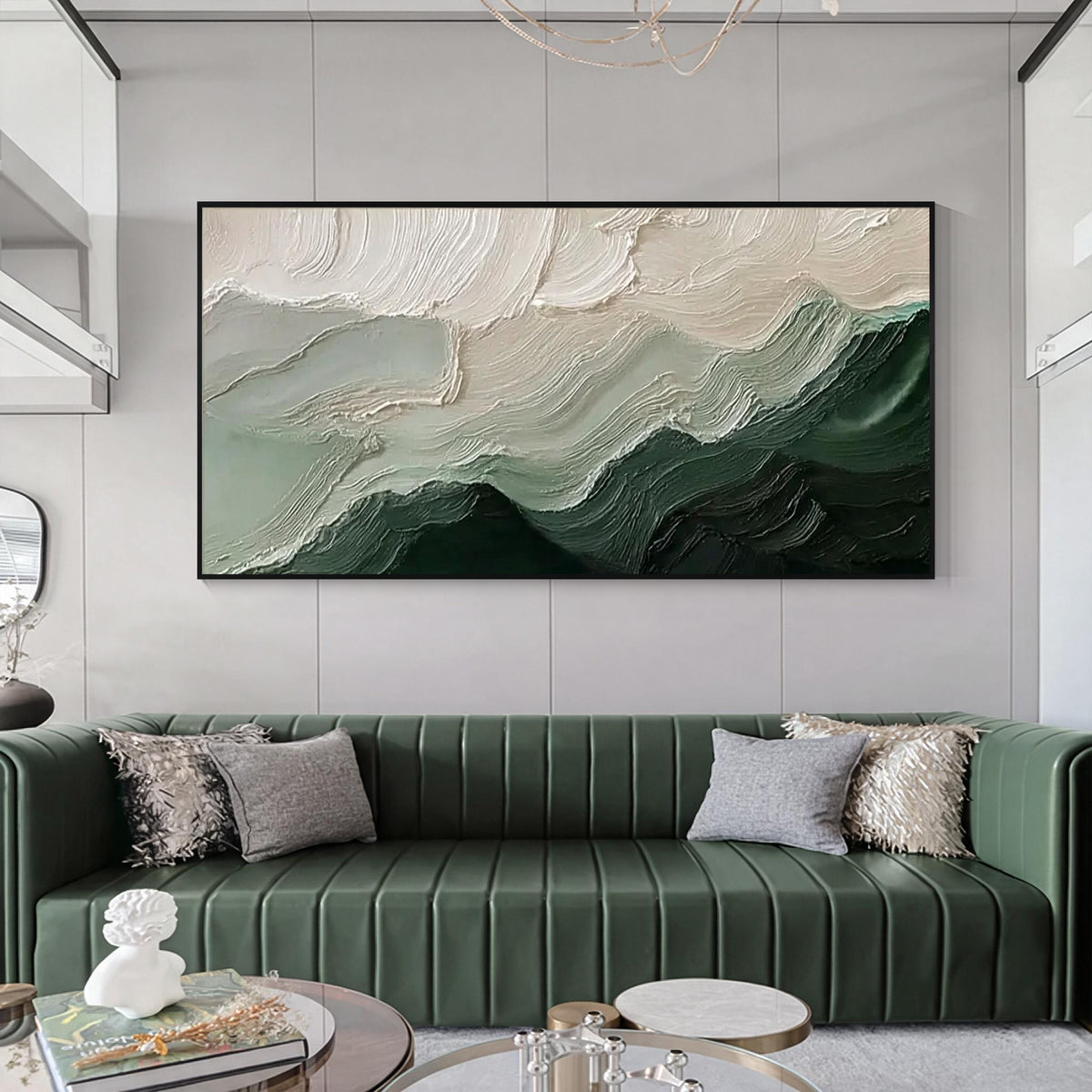 Green Textured Abstract Canvas Wall Art