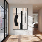 Modern Black Beige Abstract Geometric Wall Art