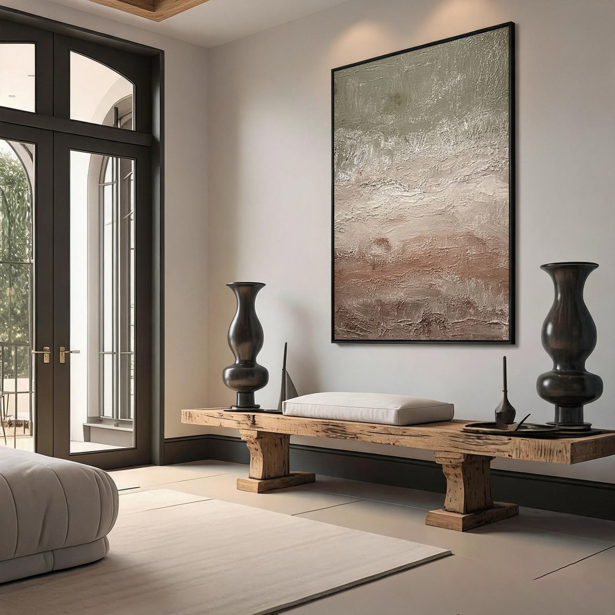 Taupe Textured Abstract Wall Art