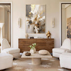 Gold Beige Textured Abstract Hand-Painted Oil Painting