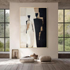 Black and Beige Abstract Figurative Canvas Wall Art