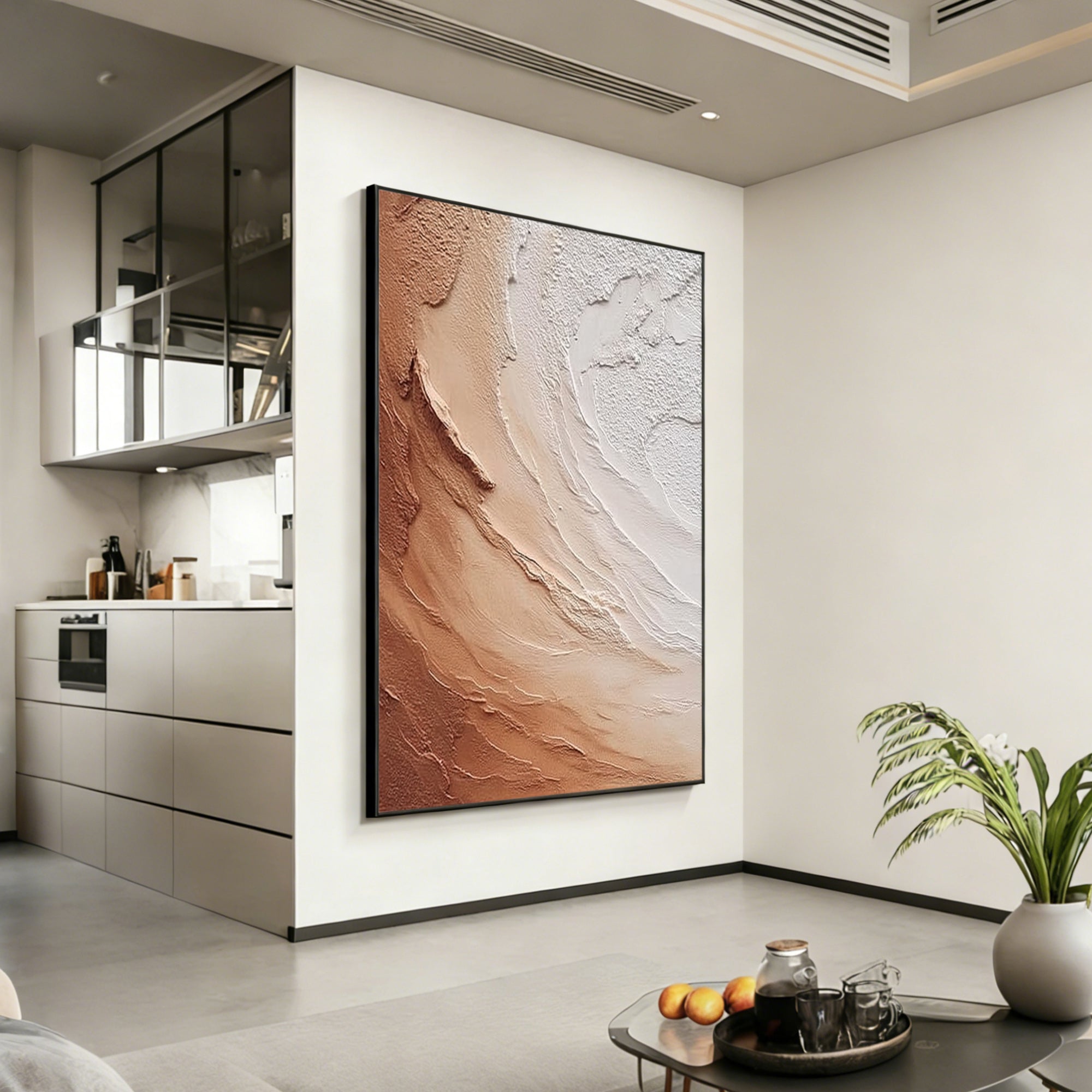 Modern Abstract Beige Textured Wall Art
