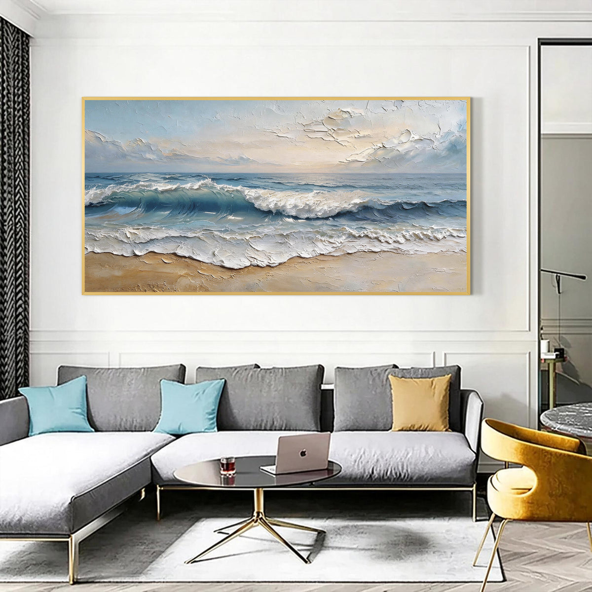 Coastal Serenity Ocean Wave Textured Canvas Wall Art