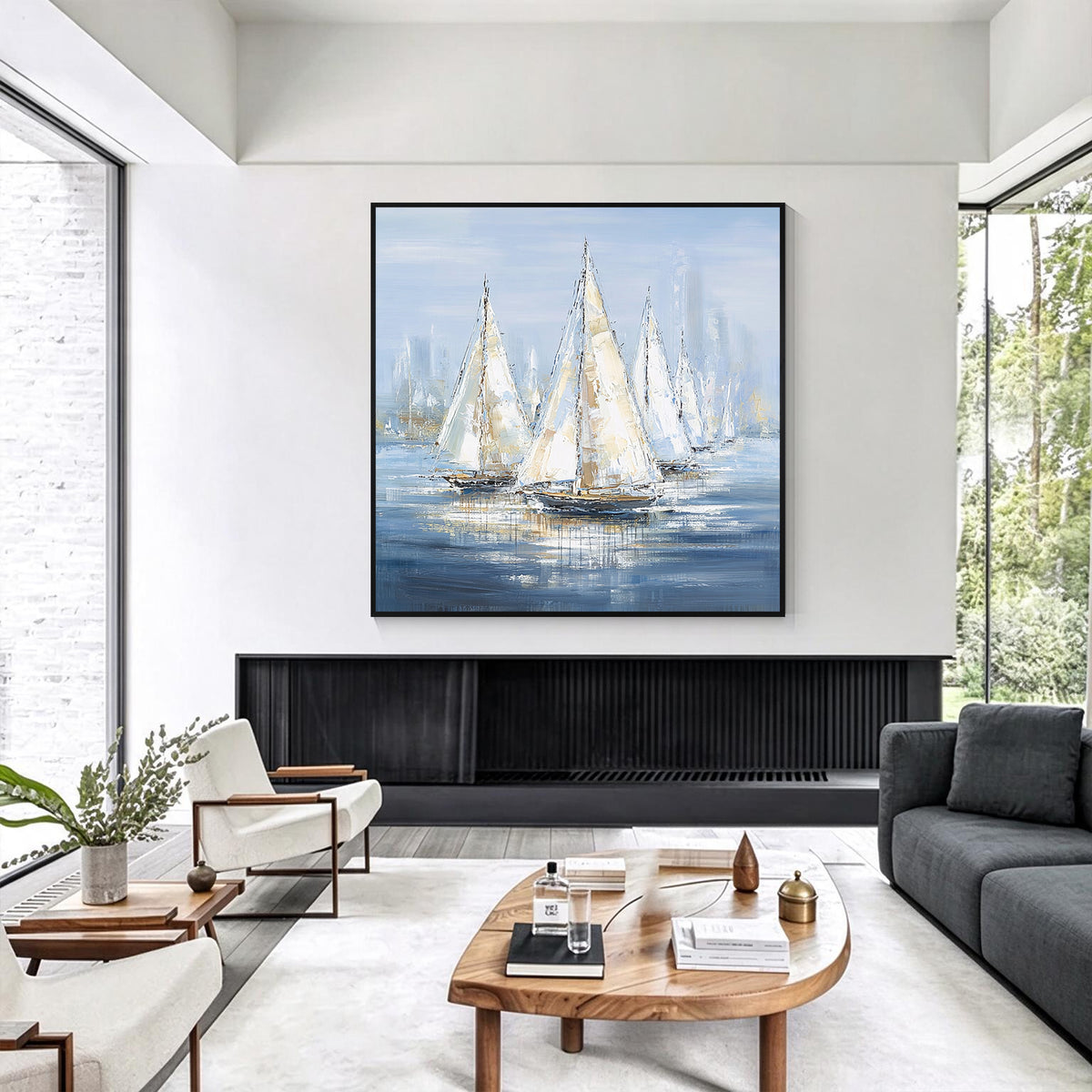 Modern Sailboat Coastal Wall Art