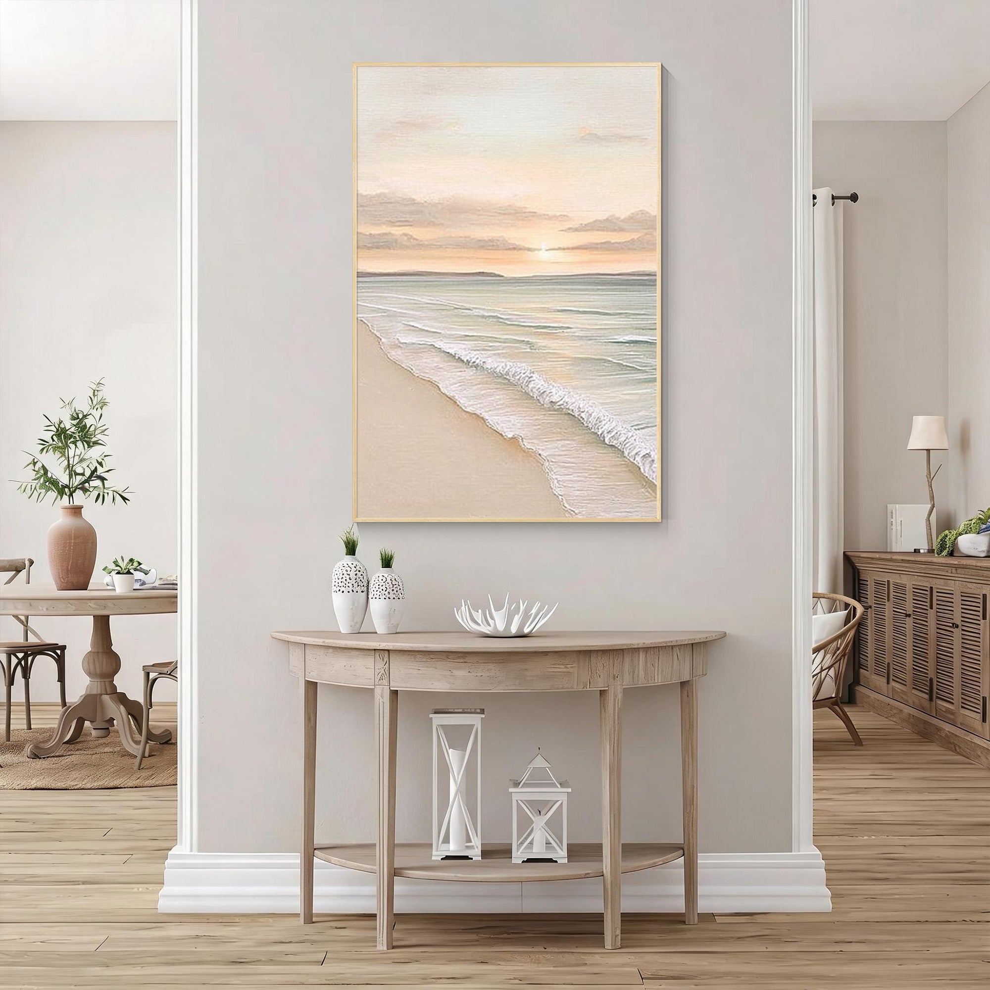 Minimalist Beach Landscape Canvas Painting
