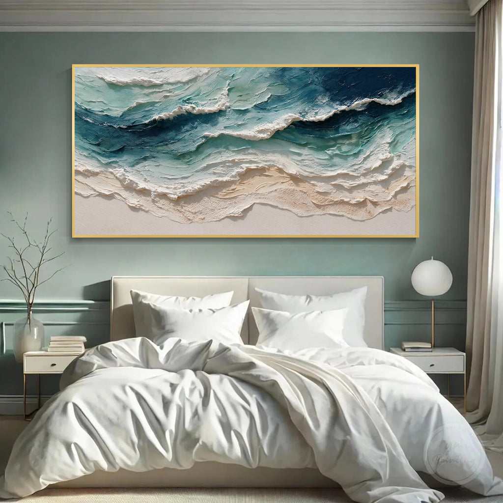 Abstract Coastal Ocean Waves Textured Canvas Wall Art