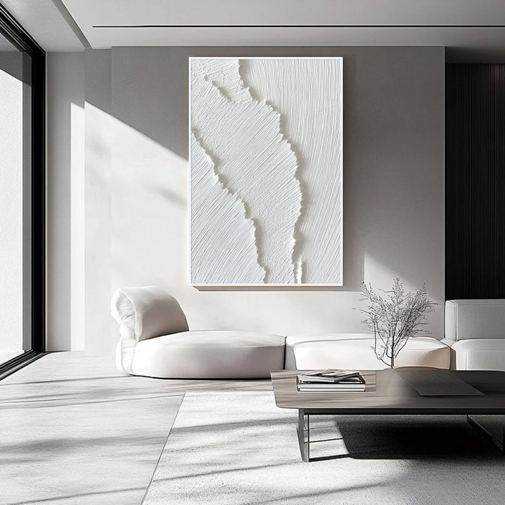 White Textured Abstract Wall Art