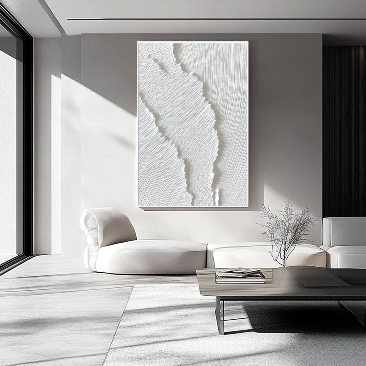 White Textured Abstract Wall Art