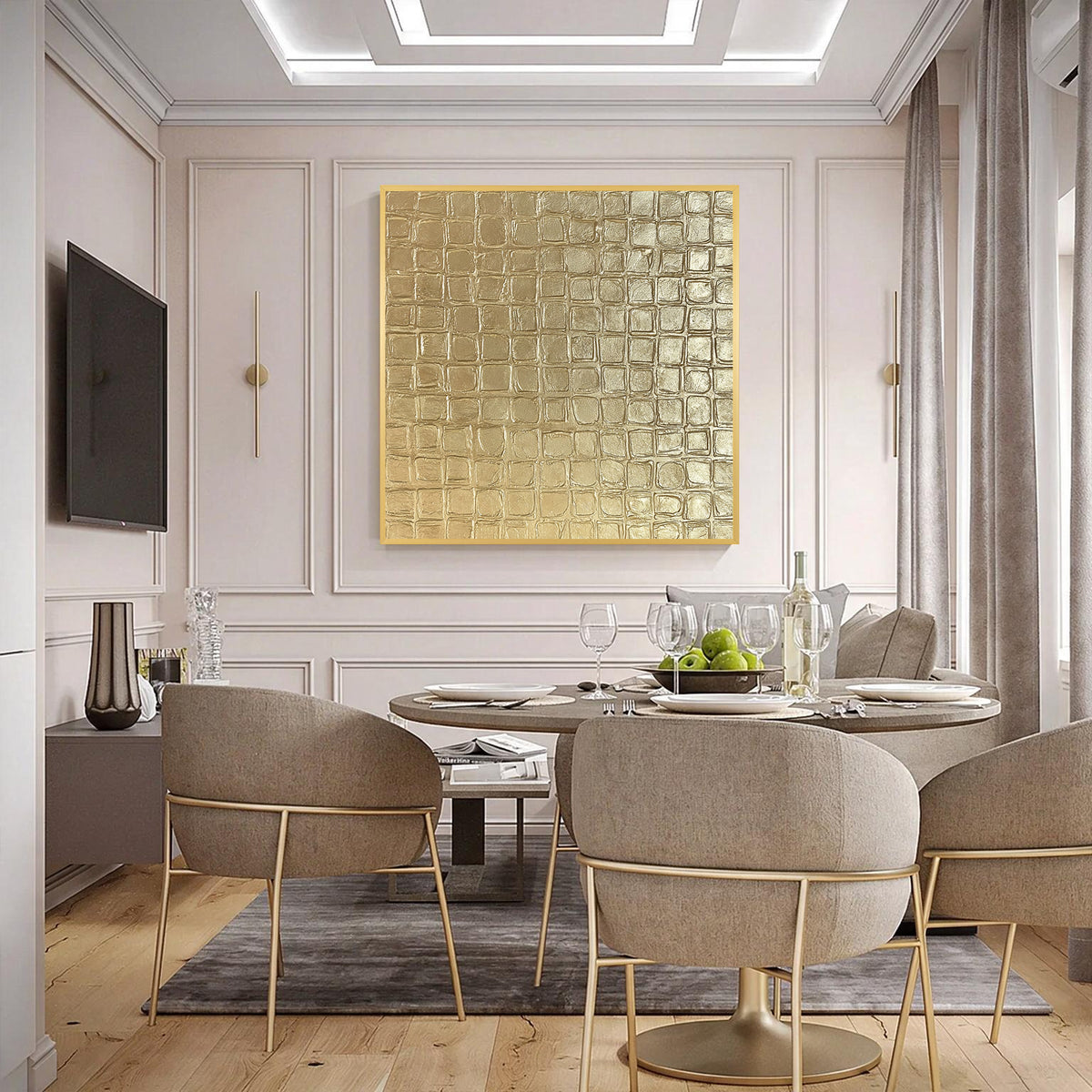Gold Textured Abstract Wall Art
