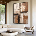 Brown Beige Abstract Textured Oil Painting