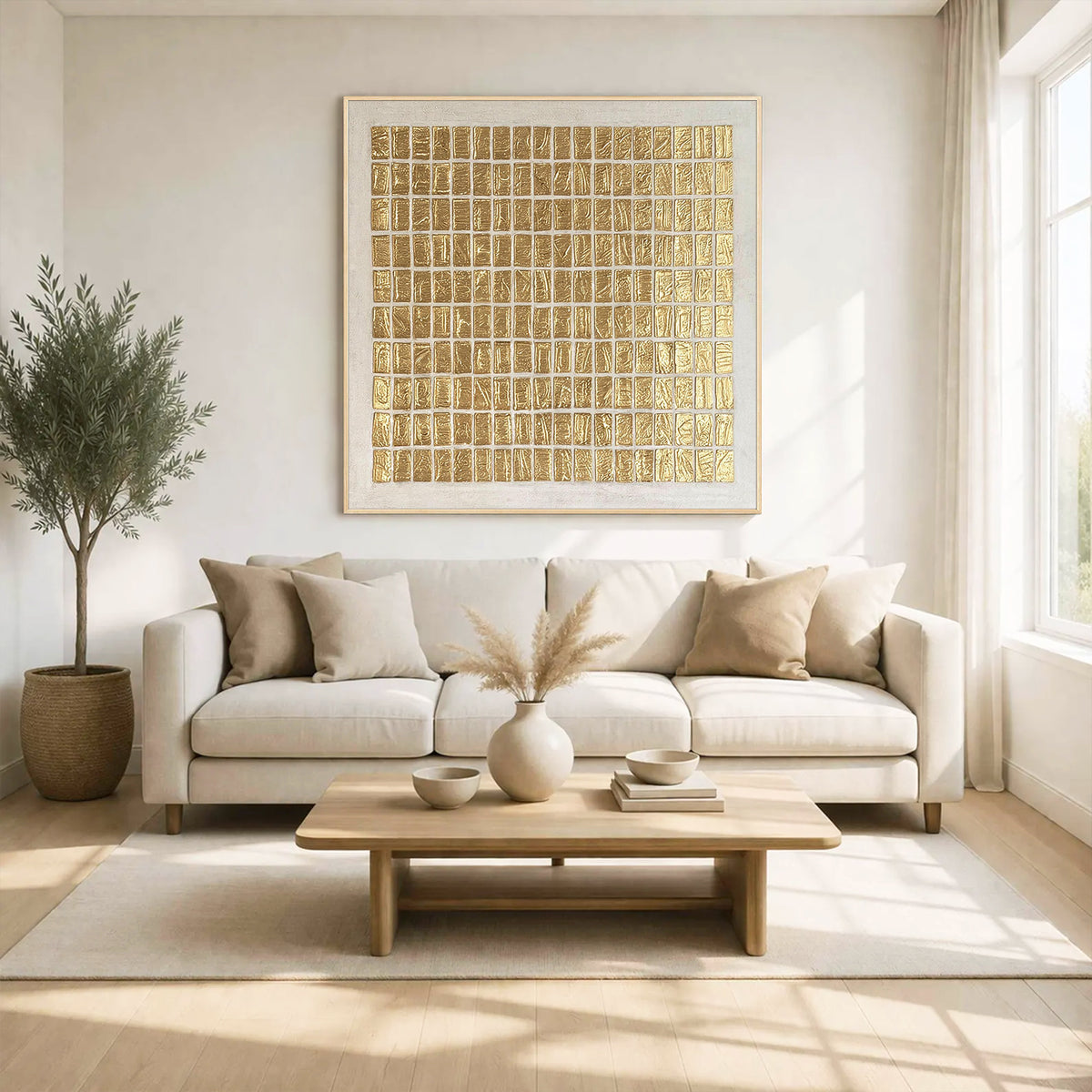Gold Geometric Abstract Textured Canvas Wall Art