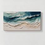 Abstract Coastal Ocean Waves Textured Canvas Wall Art